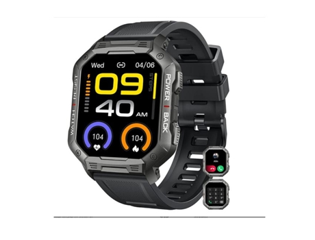 Reloj inteligente para hombres Bluetooth (contestar / hacer llamadas) Smartwatch táctico militar impermeable para teléfonos Android iPhone -negro V...