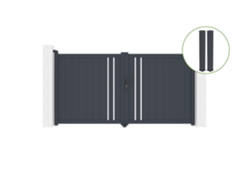 Puerta abatible 3m GIONA H.160cm aluminio gris 2 postes 20x20cm H.190cm CASANOOV