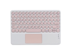 Teclado Bluetooth Sem Fio Com Touchpad Design Ergonômico Conexão Estável Teclas Redondas 10in Rosa
