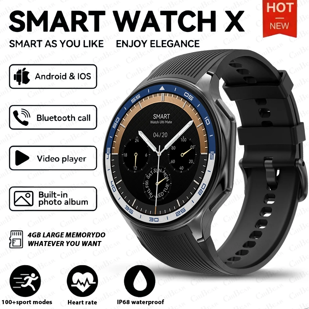 Smartwatch com Rastreamento Gps, Bússola, Tela de Alta Definição e Chamadas Bluetooth. MDUG (silicone Preto)