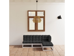 Conjunto de jardín de 4 piezas con cojines en pino macizo DKD Home Decor