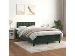 Cama Box Spring Con Colchón Terciopelo Verde Oscuro 120x200 Cm