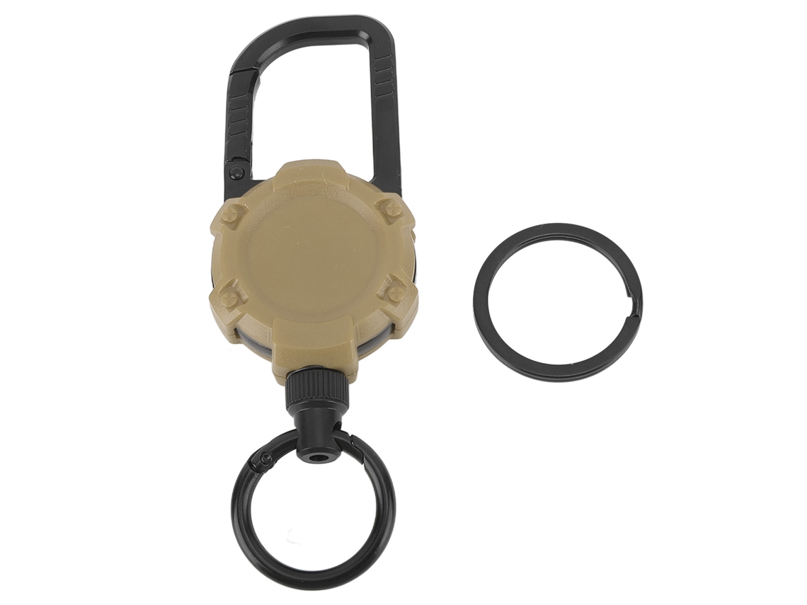 Llavero Magnético Retráctil De Acero Inoxidable Con Gancho Para Rifle Y Anillo De Metal Color Canela.