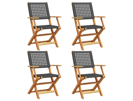 Conjunto 4 Silla De Jardín VIDAXL Negro Madera