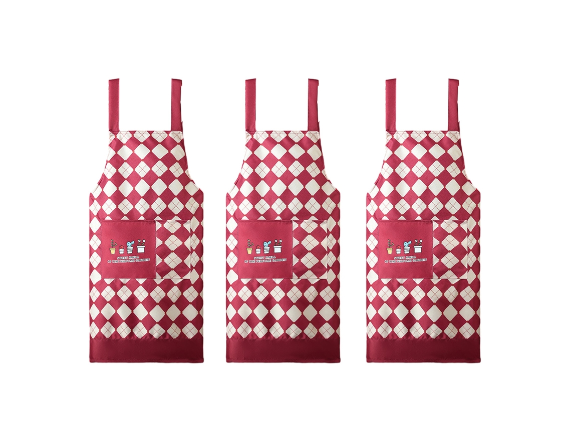 3 nuevos delantales impermeables y resistentes al aceite para la cocina del hogar con cinturón para el trabajo en restaurantes