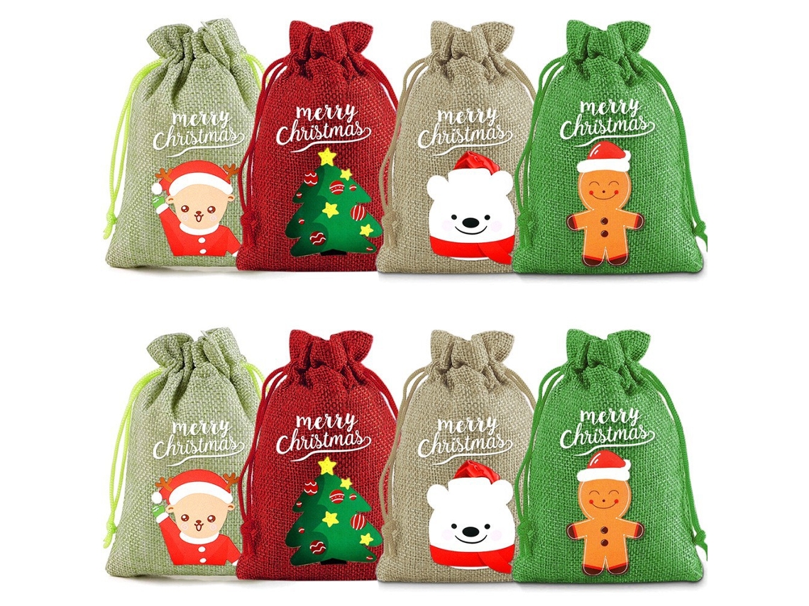 Bolsas de yute para regalo de Navidad Paquete de 8