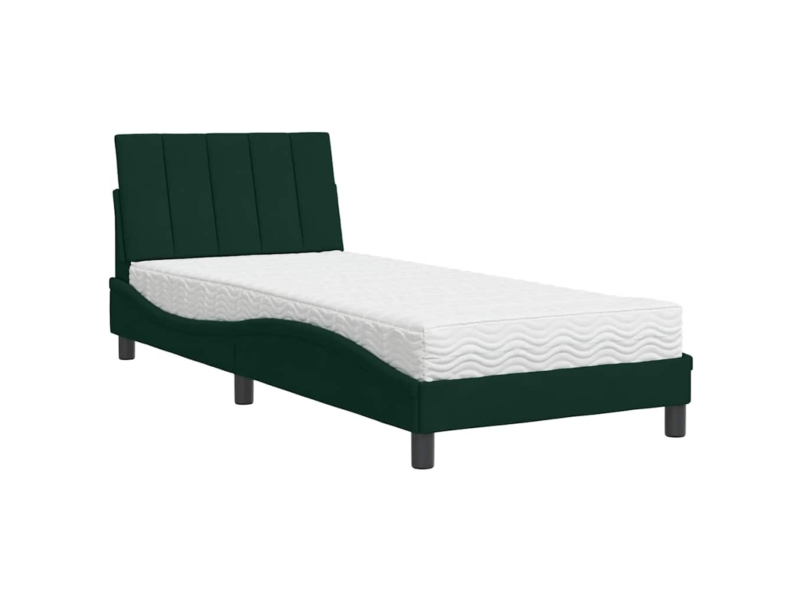 Maison Exclusive - Cama Con Colchón Hanko Terciopelo Verde Oscuro 90x190 Cm