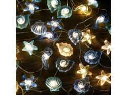 Guirnalda De Luces Led Con Motivos Marinos, Conchas Y Caballitos De Mar Para Decoración Navideña Y De Fiestas.