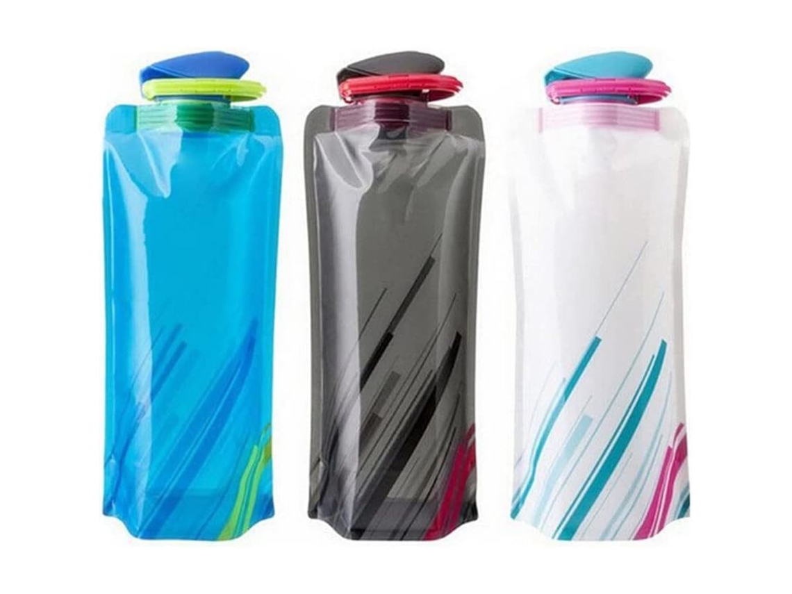 Rebe-set de 3 botellas de agua plegables Linjou, 700 ml, con certificación RoHS, reutilizables y flexibles.