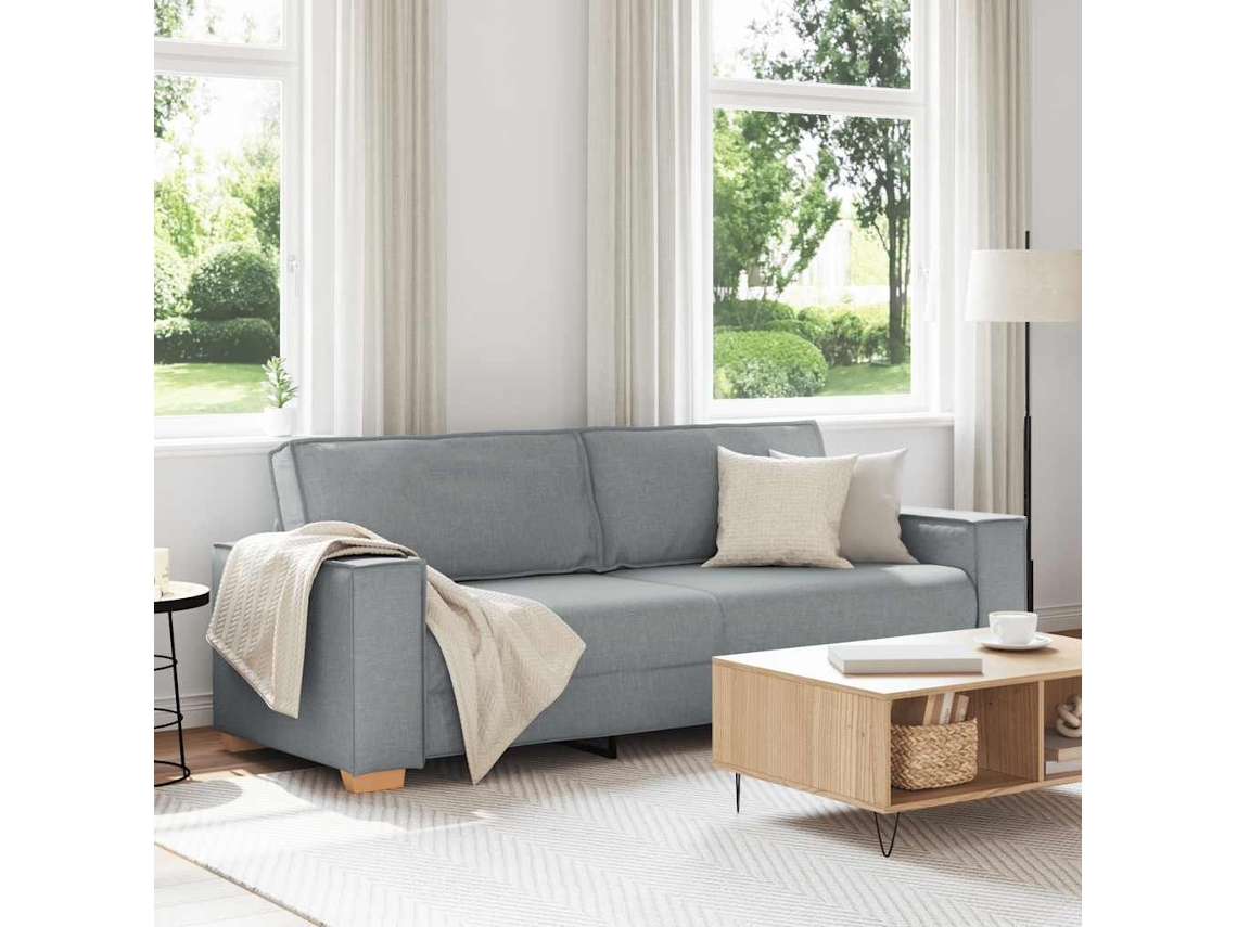 Sofá De 3 Plazas | Sofá De Salón | Sofá De Descanso De Tela Gris Claro, 220x78x84 Cm