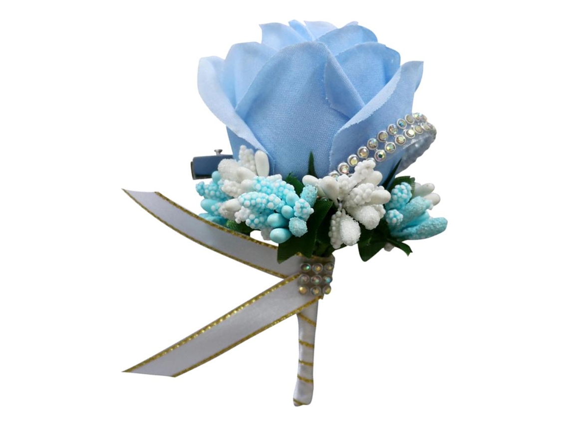 Broche de flores artificiales azul lago (12 x 7 x 5 cm) slowmoose