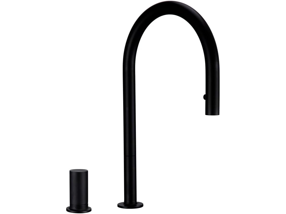 Grifo De Cocina De Latón, Cabezal Giratorio, Color Negro Mate Alba, Estilo Alba.