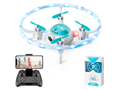 Mini Drone V5 con luces LED de colores Cámara HD 1080P (Duración de la batería: 12 min - 1 Batería - Azul) YIZHOOD