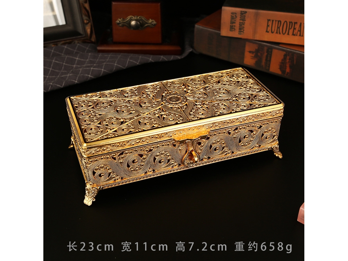 (oro) Joyero Rectangular De Metal De Estilo Europeo Para Uso Doméstico