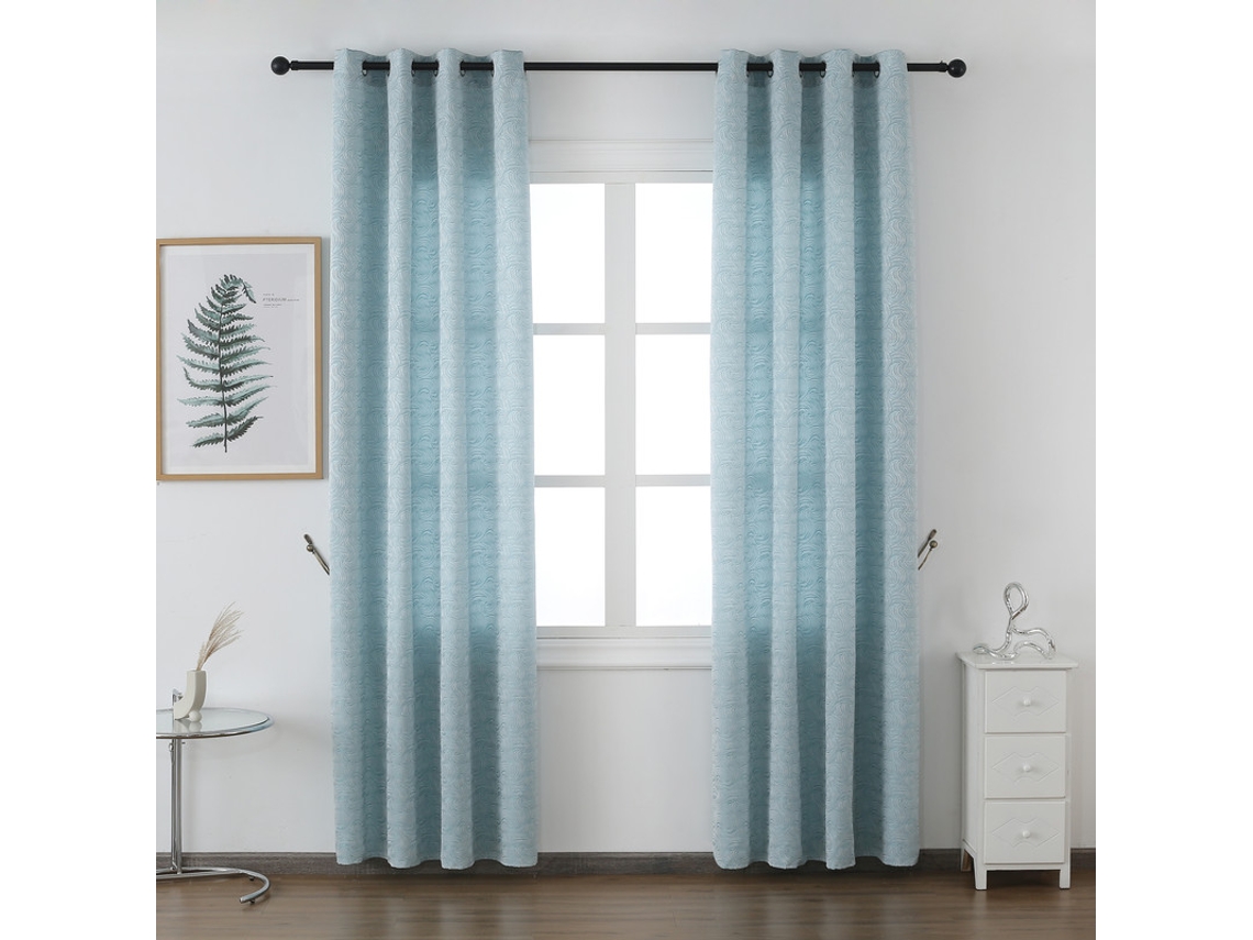 Cortina con estampado de rayas giratorias azul turquesa 140 x 260 cm - Individual