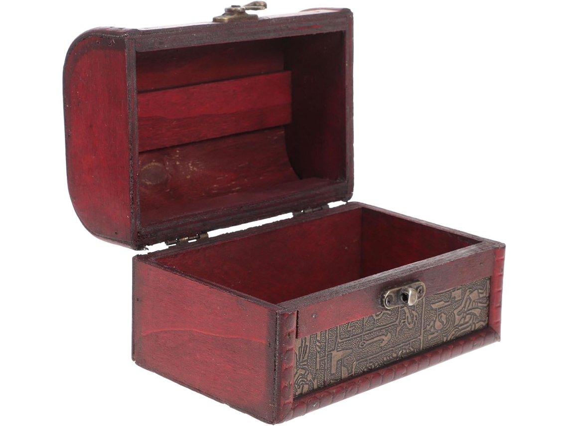 Pequeño Joyero Madera Estilo Retro Estampado Egipcio Vintage Almacenamiento Resistente Creativo Escuela Hogar