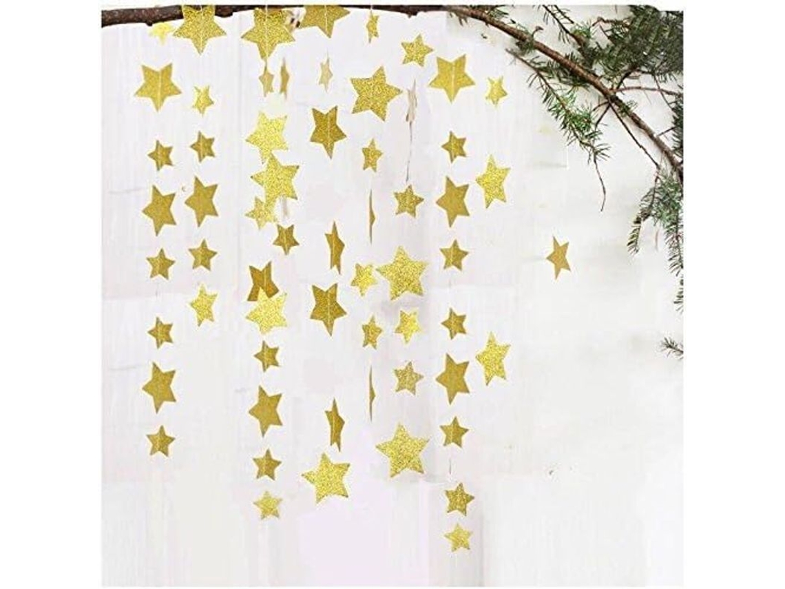 Guirnalda De Estrellas Doradas, 2 Unidades, 4 M, Decorativa Para Fiestas De Navidad, Bodas Y Cumpleaños.