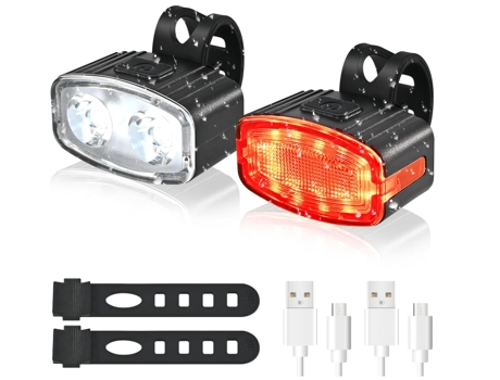 Luces de bicicleta para conducción nocturna delantera y trasera Juego de luces de bicicleta impermeables IPX6 Luces de bicicleta súper brillantes C...