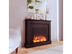 Mpc Camillo-nero Chimenea Eléctrica, 60cm, Madera Negra, 750w/1500w, Efecto De Llama Led Realista, Termostato Automático, Mando A Distancia Incluido.