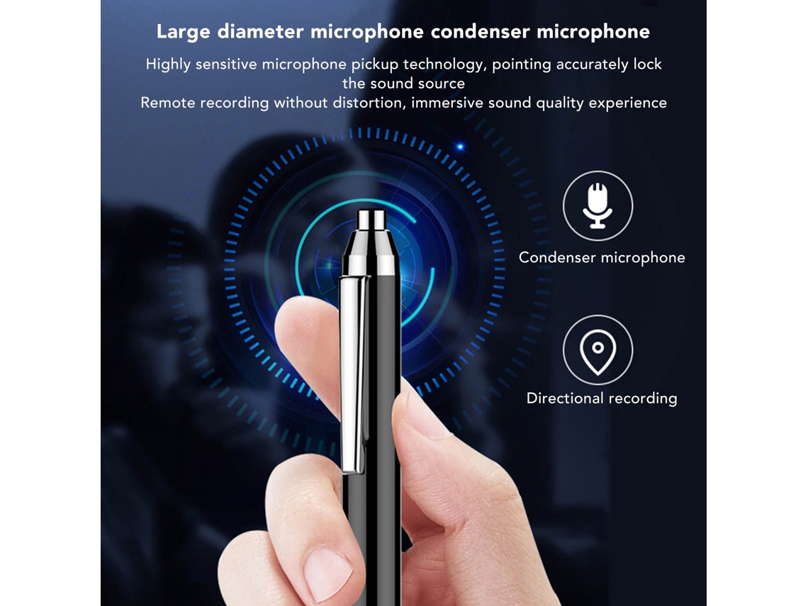 Lápiz Grabador De Voz Digital Con Activación Por Voz Y Reducción De Ruido, 128 Gb, Negro, Mp3
