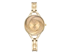 Reloj De Pulsera De Cuarzo Para Mujer Con Brazalete De Aleación, Elegante Diseño Dorado, 17 Mm