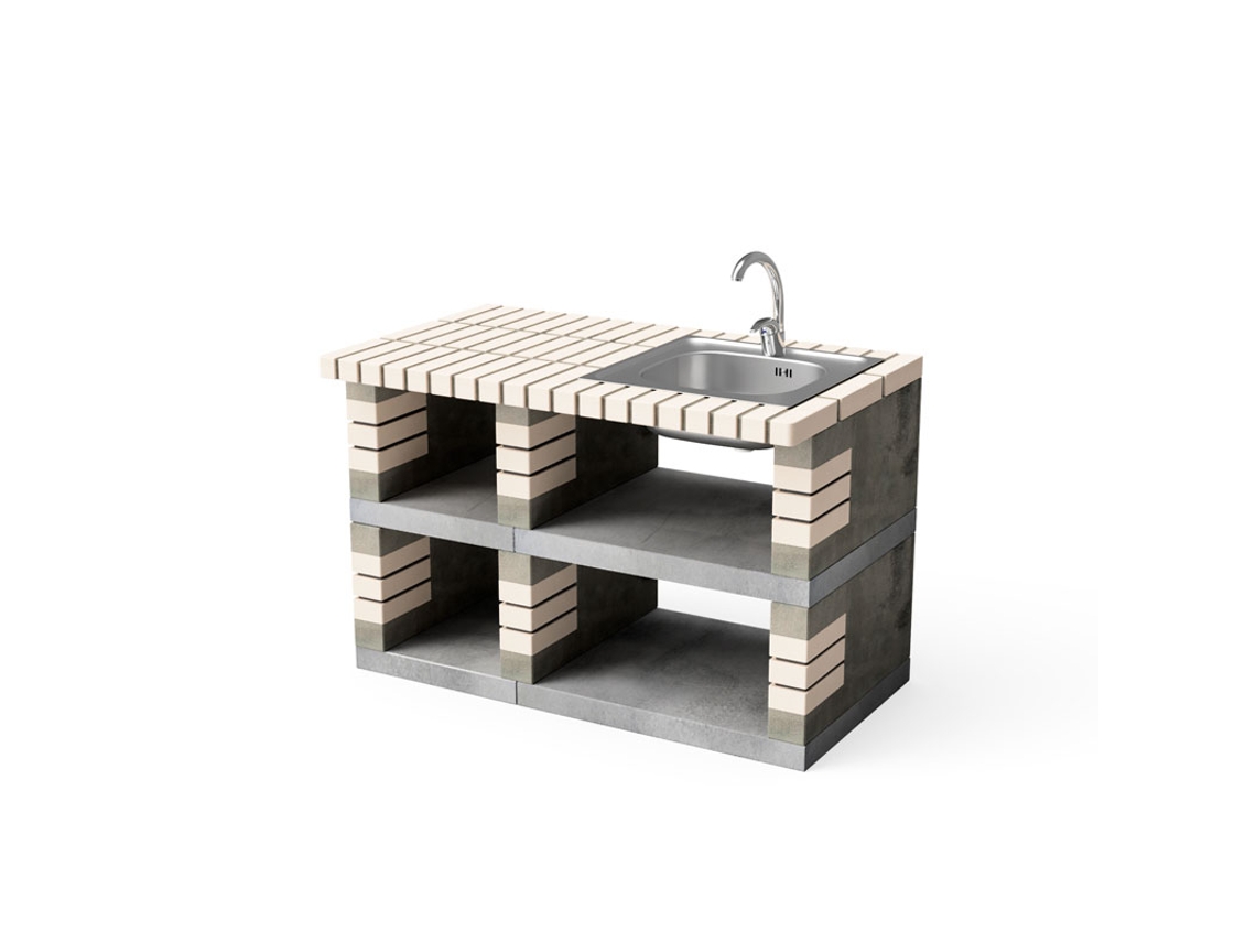 Módulo para Barbacoa MOVELAR Pan America con fregadero y grifo (Blanco, Gris - 120x70x80cm)
