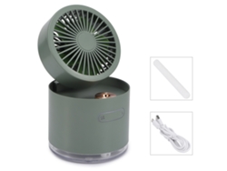 Ventilador humidificador USB portátil 2 en 1, silencioso, verde.