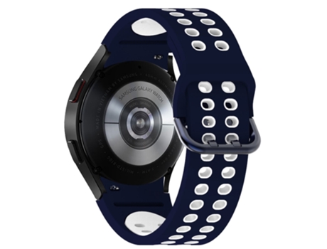 Correa de Silicona 20mm de dos colores con hebilla de doble orificio para Samsung Galaxy Watch4 40mm/44mm/Watch4 Classic 42mm/46mm - azul/blanco