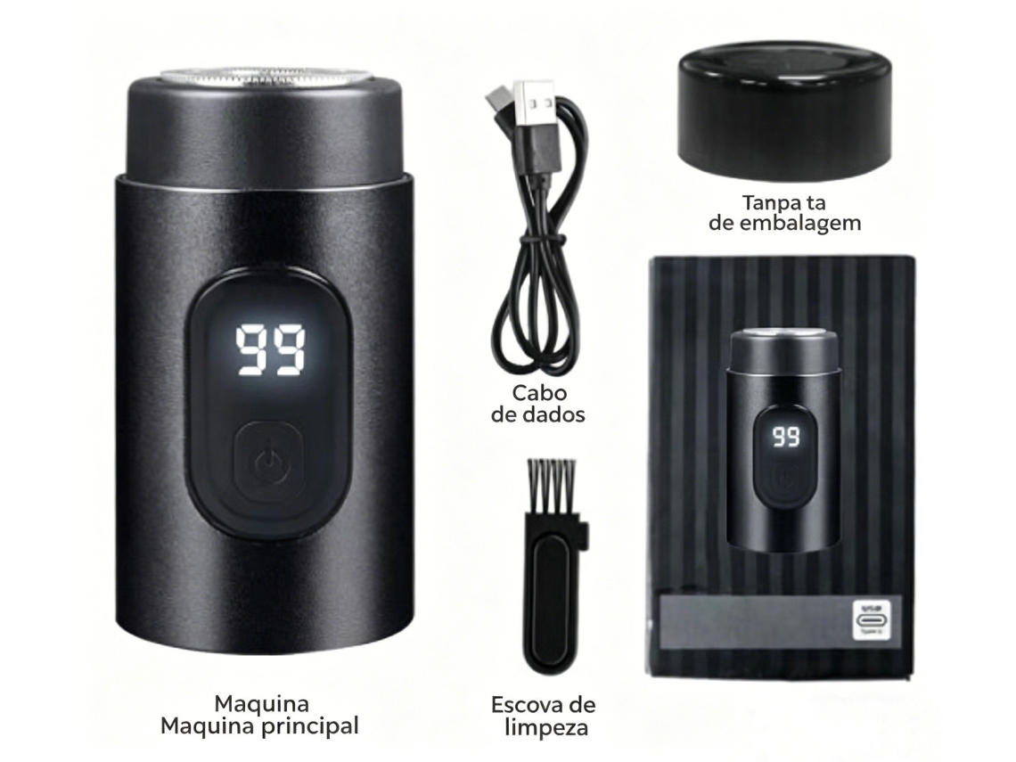 Miniafeitadora Eléctrica Portátil, Pantalla Digital, Cabezal Lavable, Recargable Por Usb, Ideal Para Viajes Y Uso Diario.