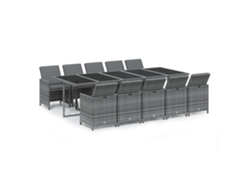 Maison Exclusive - Set Comedor Jardín 11 Pzas Con Cojines Ratán Sintético Gris