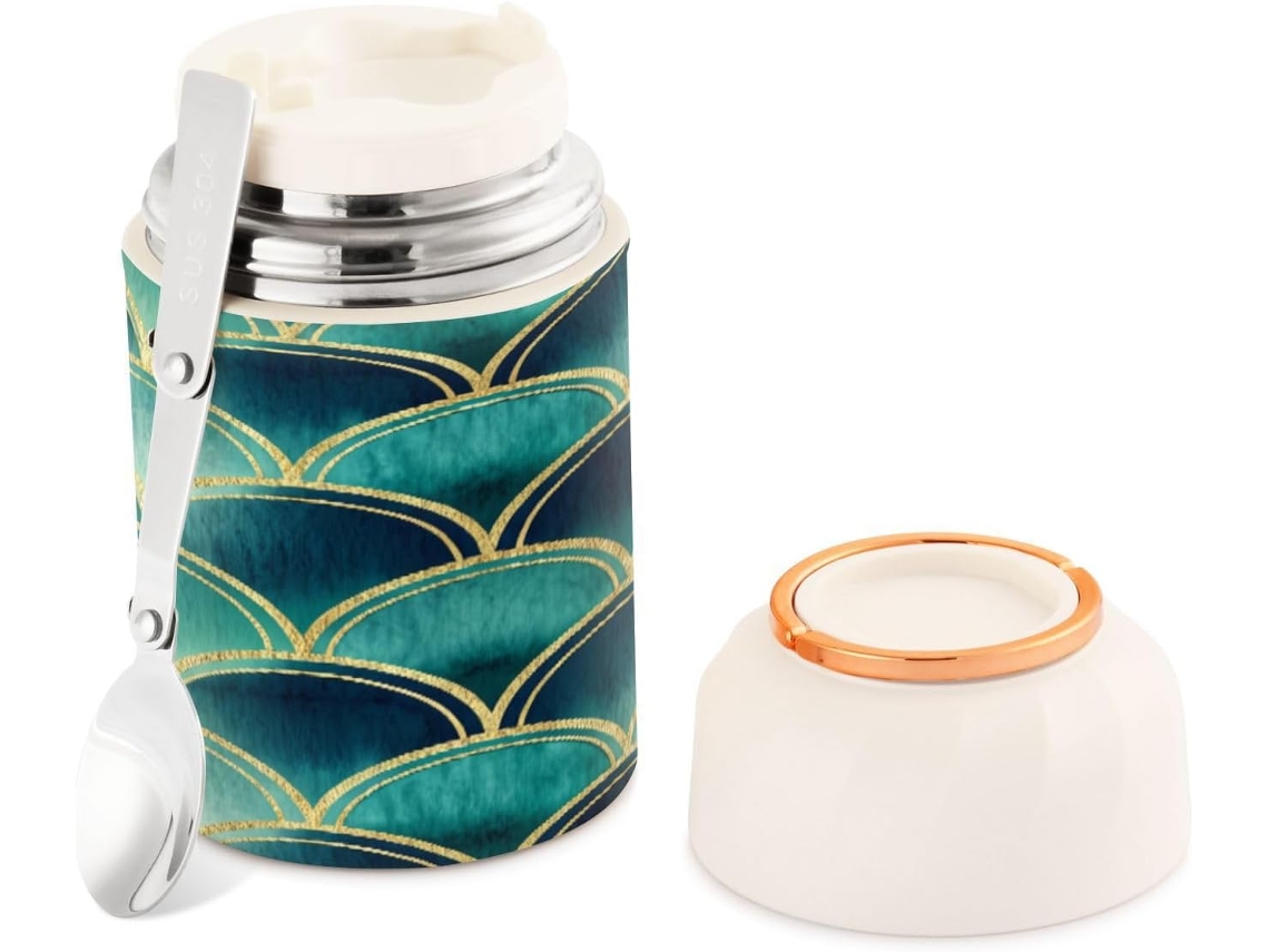 Recipiente de acero inoxidable de 500 ml con forma de concha, a prueba de fugas, sin marca.