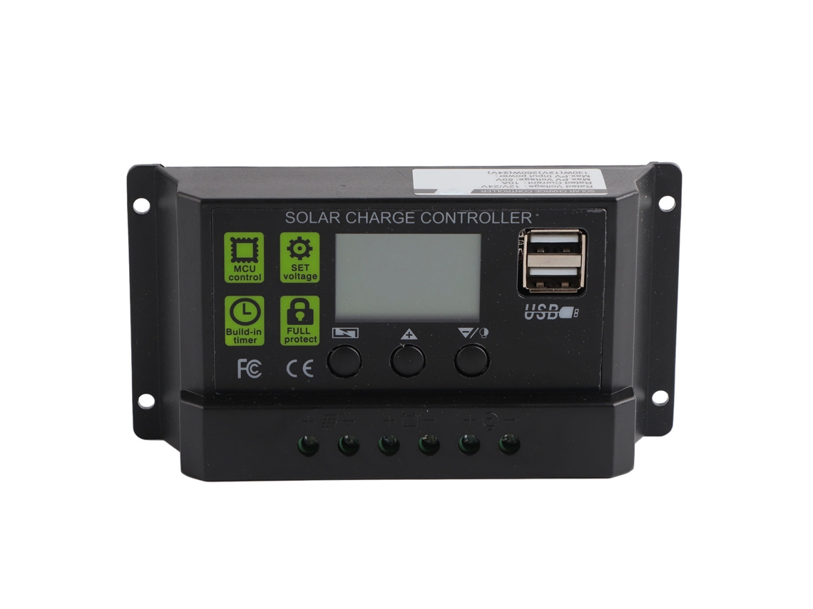 Controlador De Carga Solar Pwm Inteligente De 10 A Con Pantalla Lcd Y Autoprotección 12v/24v/48v