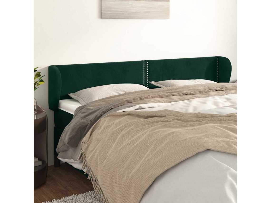 Cabecero De Cama | Panel De Cabecero De Terciopelo Verde Oscuro 203x23x78/88 Cm