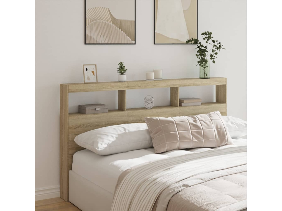 Cabecero De Cama Con Led Roble Sonoma 180x17x102 Cm