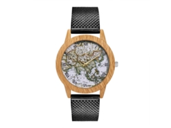 Reloj De Pulsera Unisex De Cuarzo Con Correa De Malla Negra Moderna.