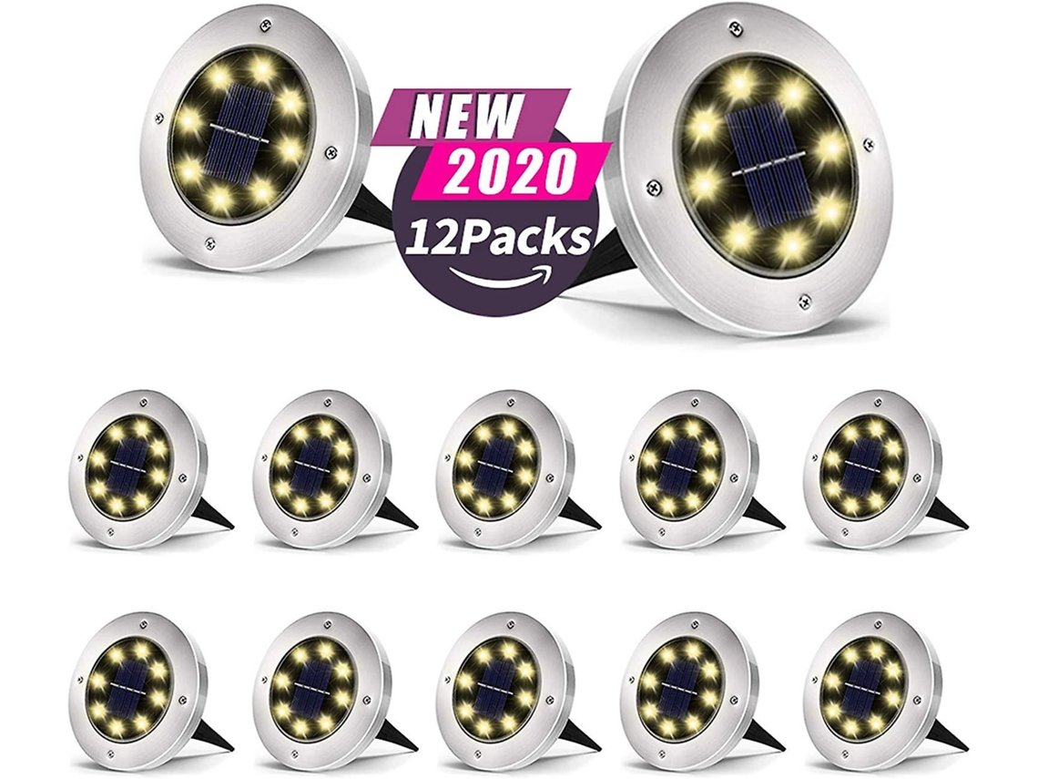 Omni-lámpara Solar De Piso Para Jardín 8 Leds Impermeable De Acero Inoxidable Y Plástico Luz Exterior Cálida