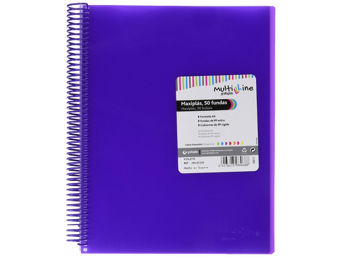Carpeta de Clasificación a GRAFOPLAS Maxiplás Violeta A4 Espiral