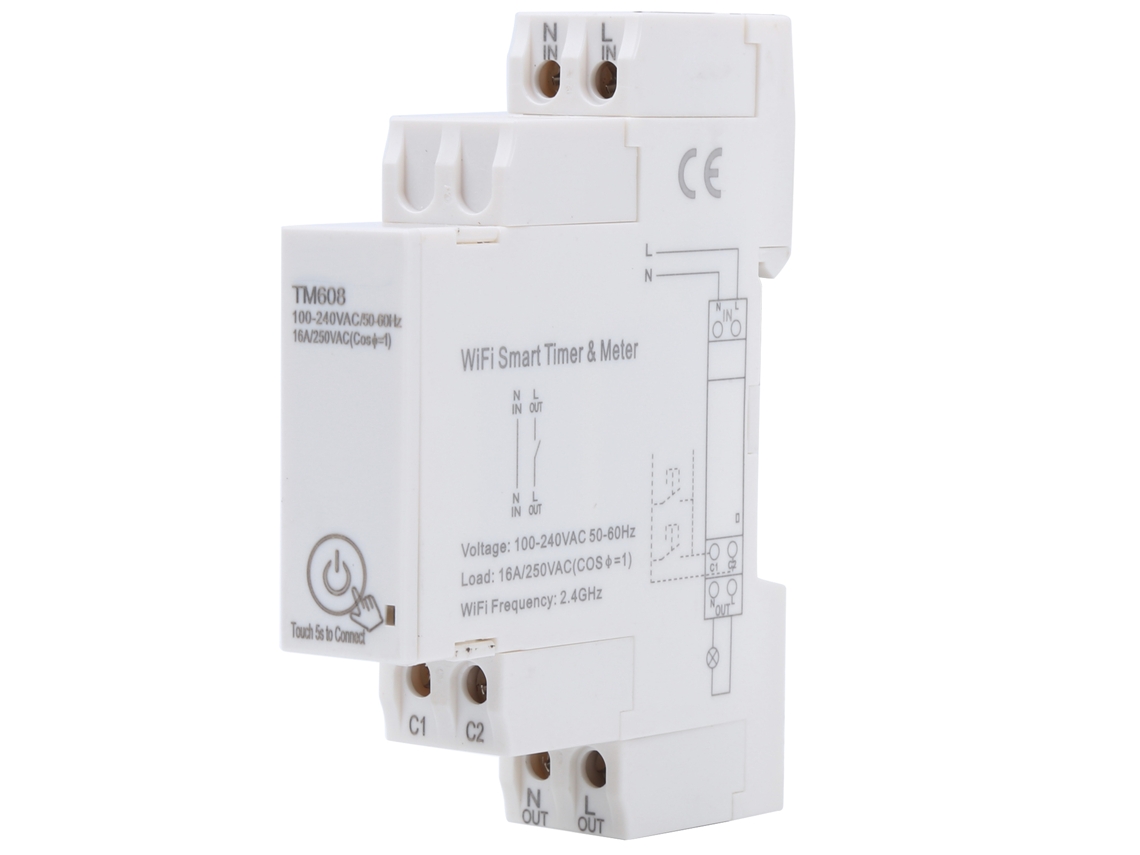 Medidor De Energía Inteligente Wifi Tm608 Monofásico 16a 100‑240v Timer