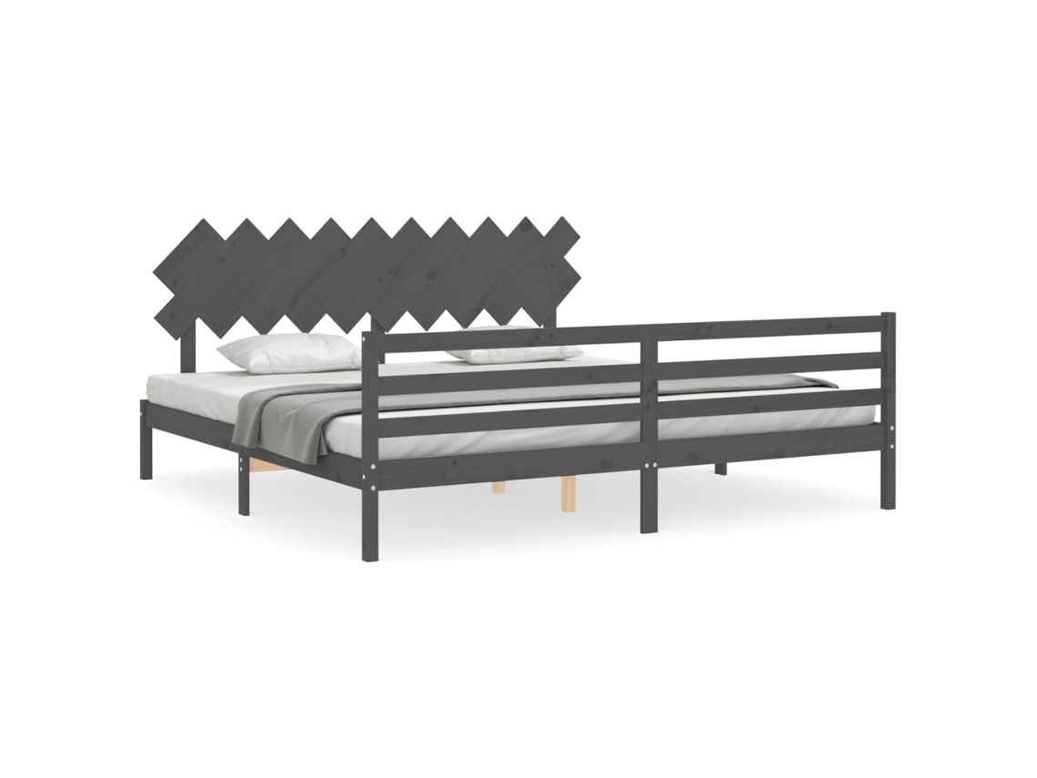Maison Exclusive - Estructura De Cama Con Cabecero Madera Maciza Gris 200x200cm