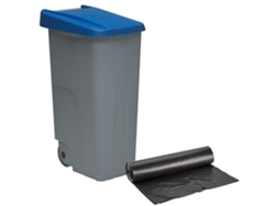 Contenedor Cerrado 110L Azul Alt.88Cm + 10 Bolsas de Basura 120L WELLHOME