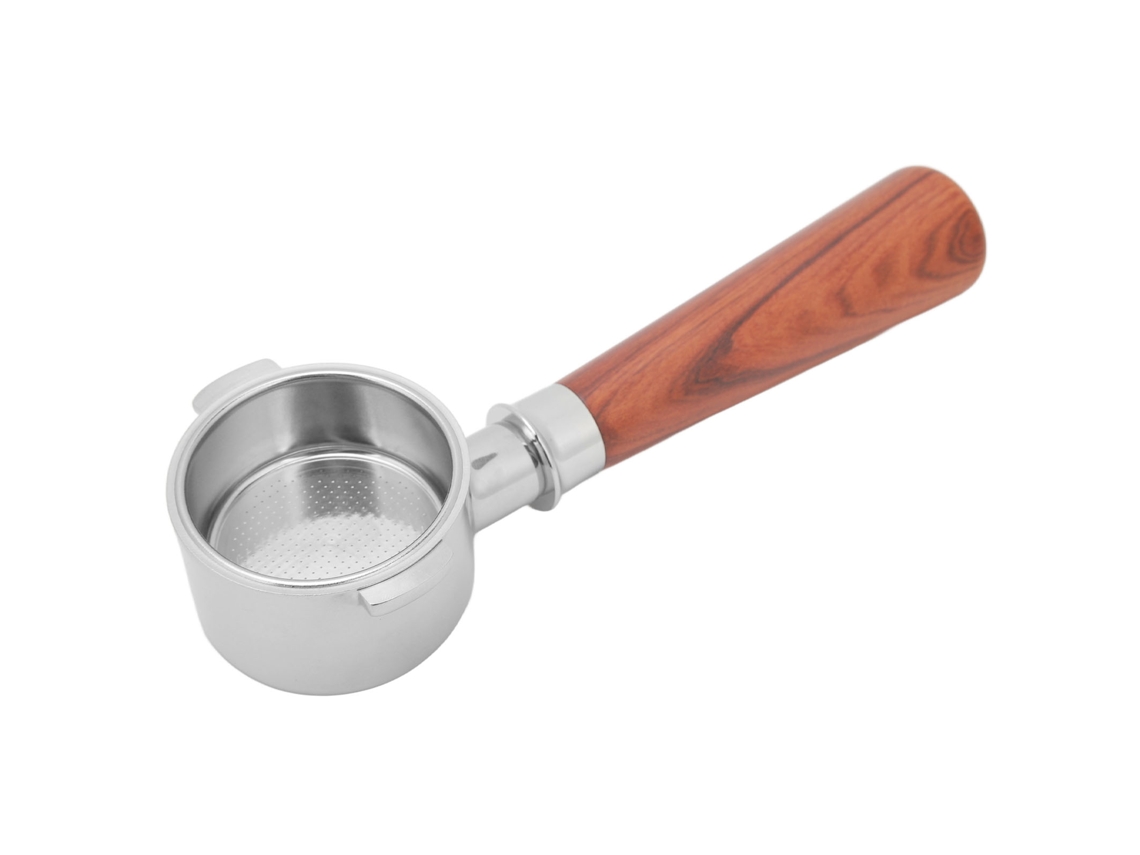 Portafiltro Sin Fondo De Acero Inoxidable De 51 Mm Con Mango De Madera Para Cafetera Eco310