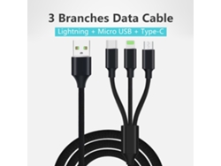 Cable De Carga 3 En 1 Con Carga Rápida Y Transferencia De Datos, Compatible Con Ios/android, Usb, Lightning, Tipo-c Y Micro Usb.