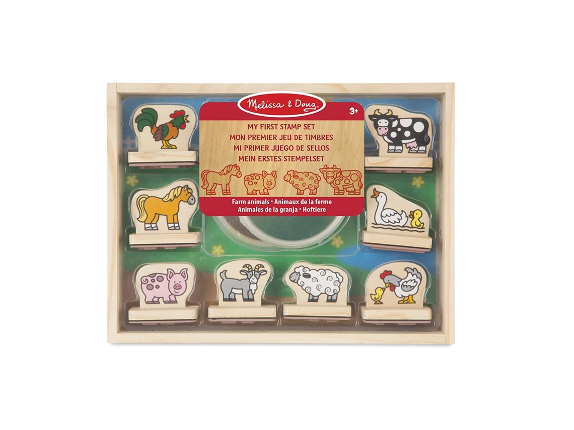 Jogo de Mesa MELISSA & DOUG My First Wooden Stamp Set - Farm Animals (3 Anos)