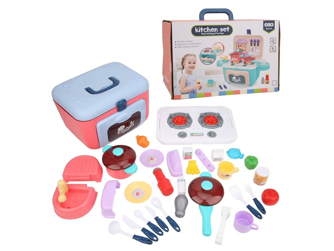 Ats-juego De Cocina Infantil Para Jugar A Hacer Comida Con Luz Y Sonido, Juguete Simulador De Utensilios, Regalo Para Niños
