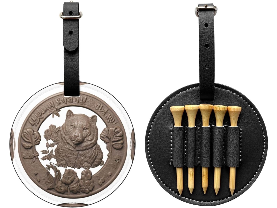 Bolsa para tees de golf de color cobre negro, fácil de transportar y práctica, sin marca.