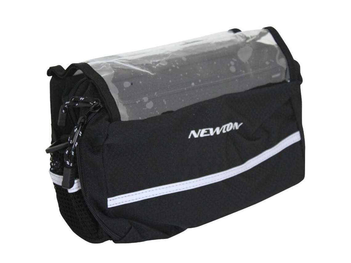 Bolsa para manillar de bicicleta con cierre de clip 25,8-31,8 con lector de tarjetas y cinta reflectante Newton N1 24,5 x 17 x 14 cm