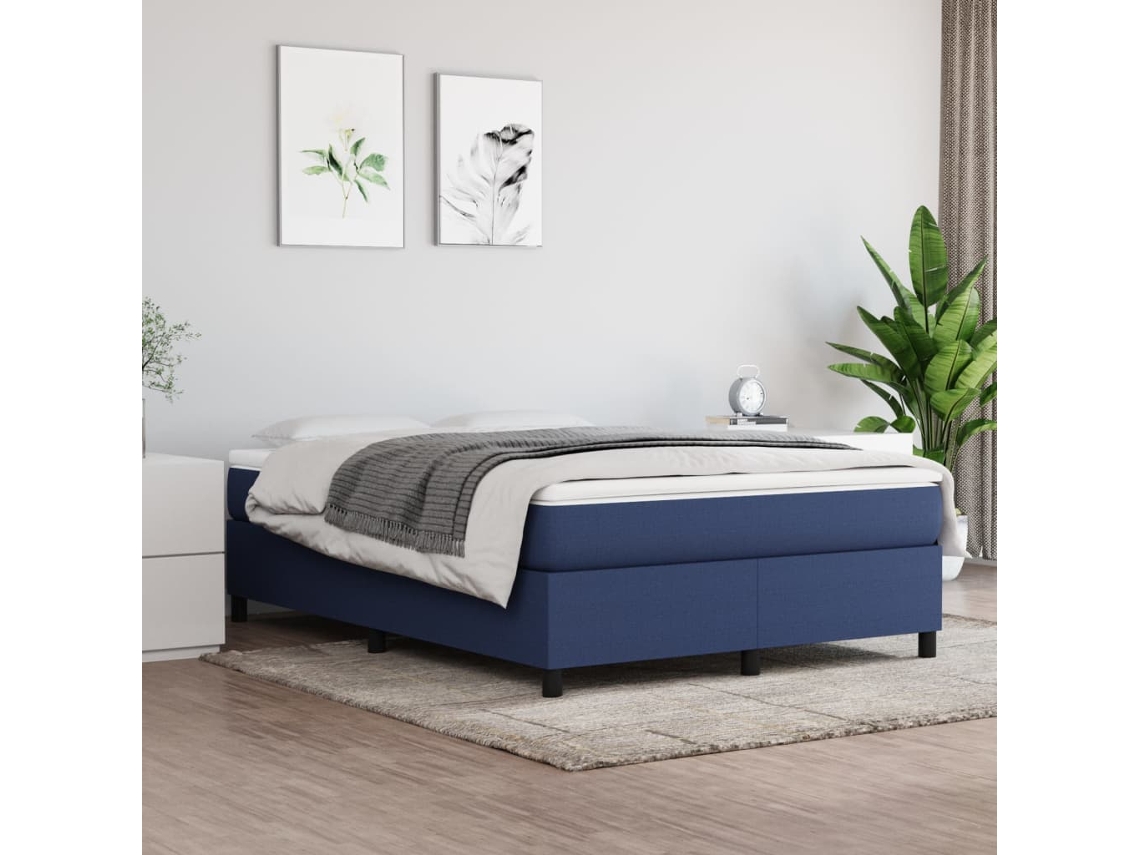 Cama Sin Colchón Tela Azul 140x200 Cm