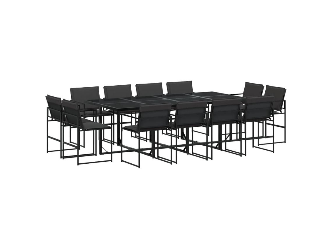 Maison Exclusive - Juego De Comedor De Jardín 13 Pzas Con Cojines Textileno Negro