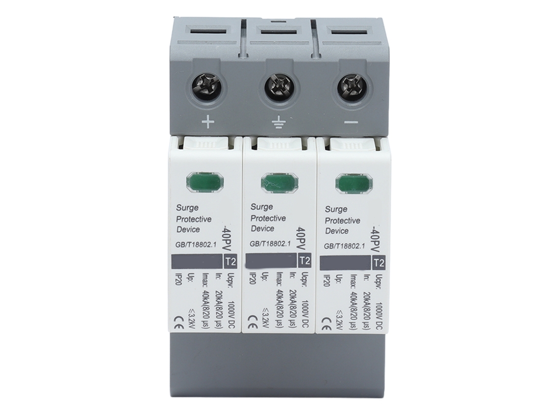 Protector Contra Sobretensiones Trifásico De 20-40 Ka Y 1000 V Cc Para Sistemas De Alimentación Fotovoltaica De Cc.