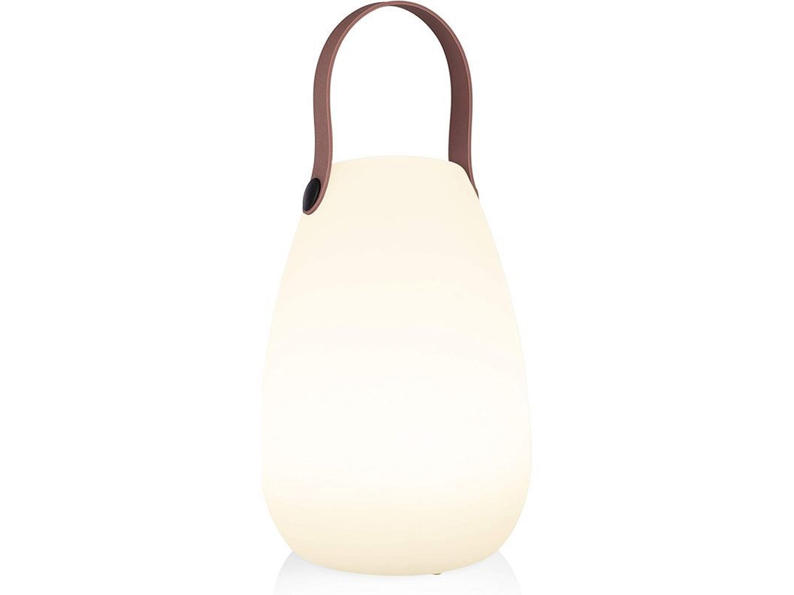 Lámpara de mesa LED recargable, blanca, redonda, IP44, 15 horas de iluminación.